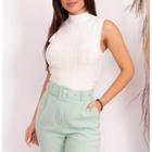 Blusa Cropped trançado cavado modal tricõ feminino