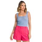 Blusa Cropped Tricô Feminino Moda Verão Top Nervura