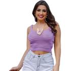 Blusa Cropped Tricô Feminino Moda Verão Top Nervura