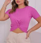 Blusa Cropped viscolycra feminina manga curta confortável nozinho