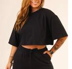 Blusa Curta Basica Cropped Feminino Plus Size Academia 100% Algodão