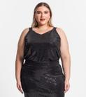 Blusa De Alça Plus Size Em Lantejoula Secret Glam Preto