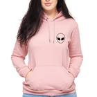 Blusa De Frio Forrada Feminina Casual Alien Moletom Canguru