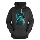 Blusa De Frio Moletom Canguru Com Capuz Lobo Lua Blue