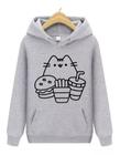 Blusa De Frio Moletom Casaco Agasalho Comida Gato Doces Top