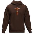 Blusa de Frio Moletom Estampa Jesus Fechado Bolso Canguru Com Capuz