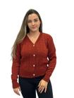 Blusa De Frio Tricô Feminino Cardigan Casaquinho Botões Moda 584