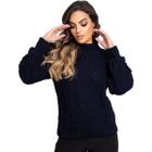 Blusa de Frio Tricot Gola Alta Luxo Trança Blogueira Mulher Moda Lindo Tendência Lançamento Top Estilosa