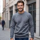 Blusa De Moleton Fechada Lisa Sem Bolso Sem Capuz Moletom