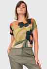 Blusa Decote Costa Floral Militar Modisch