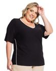 Blusa Decote V Recorte e Aplicação Em Filete Plus Size