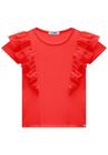 Blusa em Canelado e Tule Vermelho Kukiê