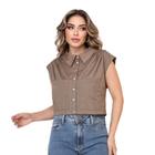 Blusa Estilo Cropped Modelo Camisa Mary