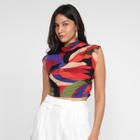 Blusa Farm Cropped Golinha Bananeira Gráfica Feminina