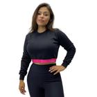 Blusa Fechada Rosa Bella Cropped em Moletom