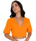 Blusa Fem Slim Cropped Cintura Amarradinha