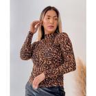 Blusa feminina Cacharrel/ gola alta animal Print