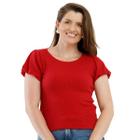 Blusa Feminina Canelada Manga Balonê Casual Confortável Moda Primavera Verão Slim 3064A