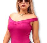 Blusa feminina canelada ombro a ombro regata com bojo elegante