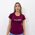 Blusa feminina com estampa 5 corações Happy T-shirt