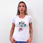 Blusa feminina com estampa de borboletas e flores T-shirt