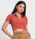 Blusa feminina com nó e dois tecidos rovitex