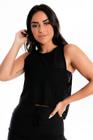 Blusa Feminina Com sem alça Transparência Preta E Cropped - DJ Moda Fitness