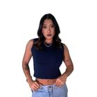 Blusa Feminina Cropped Liso Basico Sem Manga Moda Casual Blogueira Tendencia