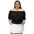 Blusa Feminina Cropped Tecido Duna Ombro A Ombro Ciganinha Lastex Manga Morcego