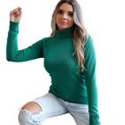 Blusa Feminina De Tricô Com Elastano Gola Alta Inverno 2023