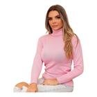 Blusa Feminina De Tricô Com Elastano Gola Alta Inverno