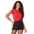 Blusa Feminina Desayner Básica Manga Curta Bordado Vermelho