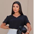 Blusa Feminina Elegante Manga Curta Social Alfaitaria Verão