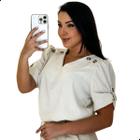 Blusa Feminina Evangélica Social Linho Gola V Com Botões