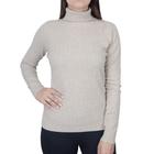 Blusa Feminina Facinelli By Mooncity Tricot Gola Alta Camel Bege - 651025