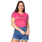 Blusa Feminina Feliny Manga Curta Beautiful Soul Rosa