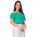 Blusa Feminina Feliny Ombro a Ombro Botões Verde