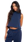 Blusa Feminina Gola Alta Polo Wear Azul Escuro