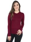 Blusa Feminina Gola Careca Básica Manga Longa Bordo