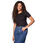 Blusa Feminina Habana Cropped com Pedrarias Preta