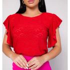 Blusa feminina laise gola rasa manga curta morcego moda elegante