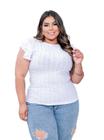 Blusa Feminina laise manga curta babado plus Size Exclusivo