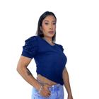 Blusa Feminina Lisa Brilho na Manga Moda Blogueira Casual Elegante Tendencia