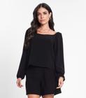 Blusa Feminina Manga 7/8 Rovitex Preto