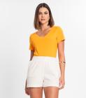 Blusa Feminina Manga Curta Decote V Rovitex Laranja