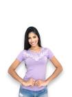Blusa feminina manga curta moda evangélica sku:bv14