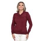 Blusa Feminina Manga Longa Gola V Tricot Suéter de Lã Inverno