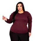 Blusa Feminina Manga Longa Plus Size Manga Princesa Malha Canelada