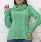 Blusa feminina manga longa ticôt gola alta tranças