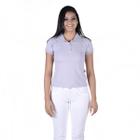 Blusa Feminina Modelo Baby Look Lisa Tecido de Piquet Cinza Claro